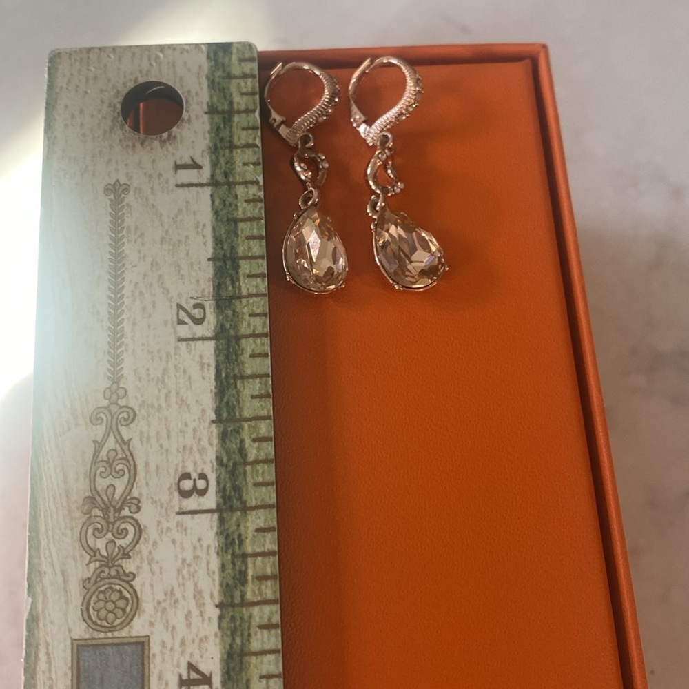 Givenchy Rose Gold Teardrop Crystal Drop Earrings - Picture 2 of 6